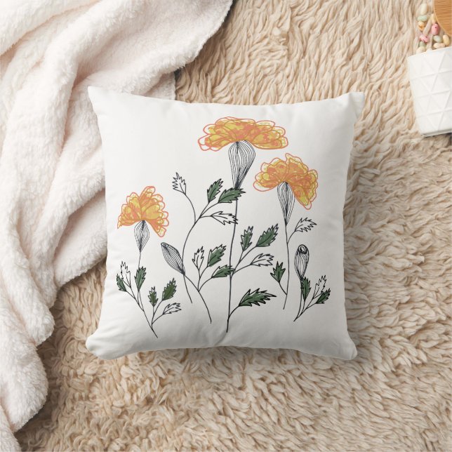 Almofada Travesseiro decorativo de Flores Laranja (Cobertor)
