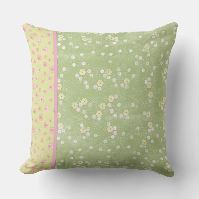 Almofada Travesseiro decorativo de Flores Verde Suave e Ama (Frente)