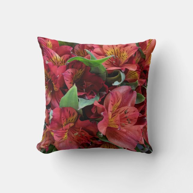 Almofada Travesseiro decorativo de Flores Vermelhas (Frente)