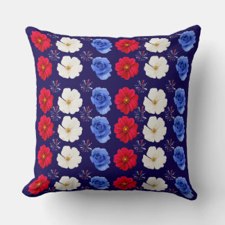 Almofada Travesseiro decorativo de flores vermelho, branco