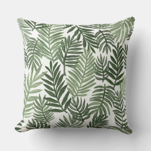 Almofada Travesseiro decorativo de folhas verdes e brancas