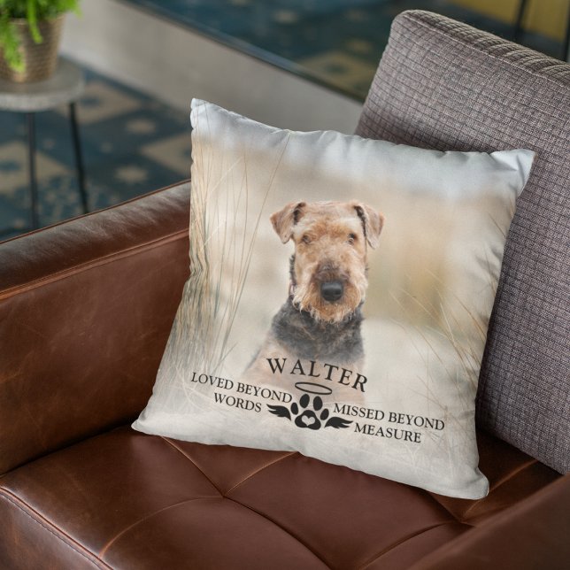 Almofada Travesseiro decorativo de Fotografia do Memorial d (Dog Memorial Photo Throw Pillow
)