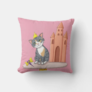 Almofada Travesseiro Decorativo de Gatinha Princesa com Cas