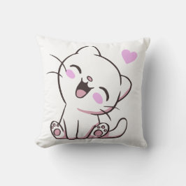 Almofada Travesseiro Decorativo de Gatinho Branco Fofinho