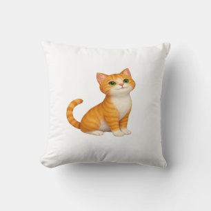 Almofada Travesseiro Decorativo de Gatinho Laranja Adorável