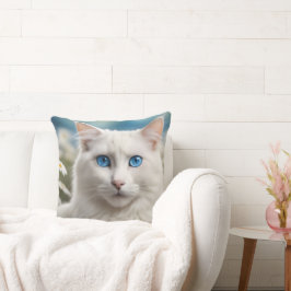 Almofada Travesseiro decorativo de Gato Branco