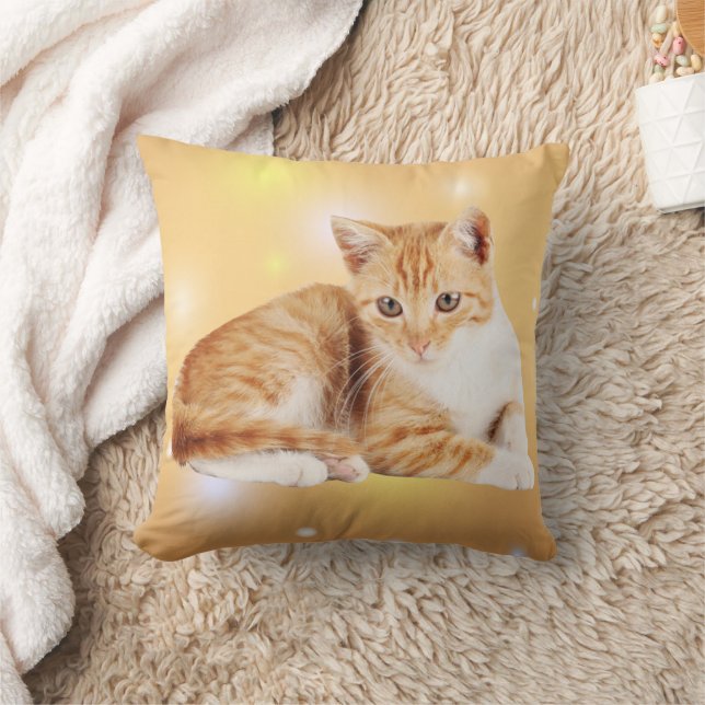 Almofada Travesseiro decorativo de Gato Branco Laranja (Cobertor)