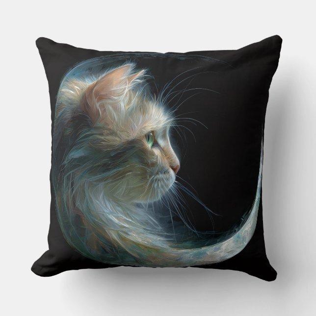 Almofada Travesseiro decorativo de Gato da Lua Eetérea (Frente)