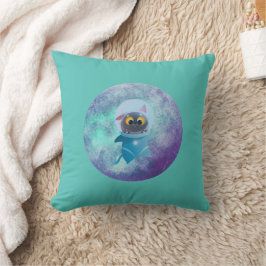 Almofada Travesseiro decorativo de Gato do Espaço Turquesa