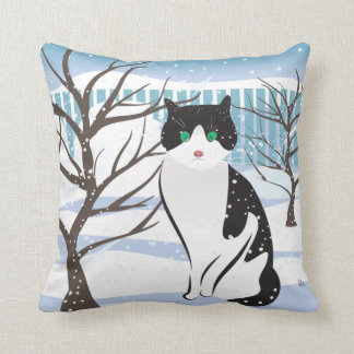 Almofada Travesseiro decorativo de Gato em Neve (Gelo)