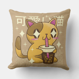 Almofada Travesseiro decorativo de Gato Kawaii