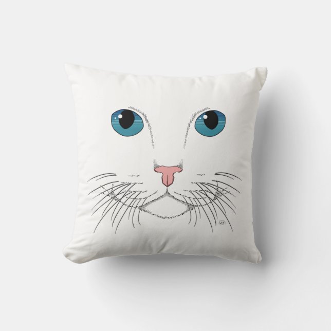 Almofada Travesseiro decorativo de Gato Olhado Azul (Frente)