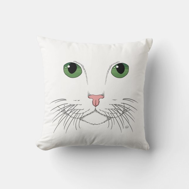 Almofada Travesseiro decorativo de Gato Olhado Verde (Frente)