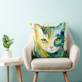 Almofada Travesseiro decorativo de Gato Verde