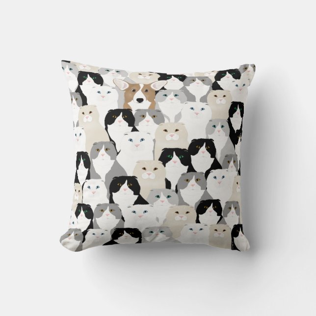 Almofada Travesseiro decorativo de gatos e cães (Frente)