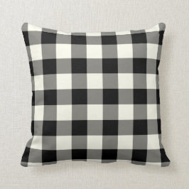 Almofada Travesseiro decorativo de Gingham Preto e Branco