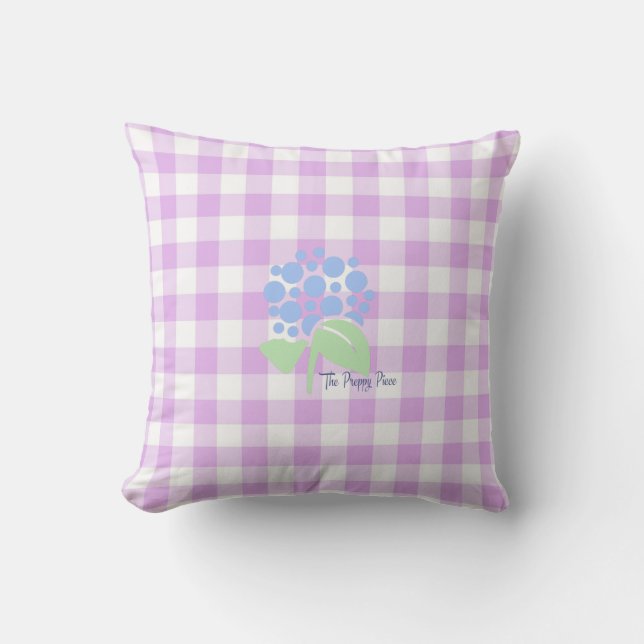 Almofada travesseiro decorativo de gingham roxo (Frente)