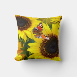 Almofada Travesseiro decorativo de girassol e borboleta
