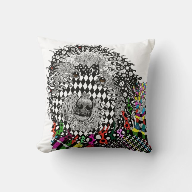 Almofada Travesseiro Decorativo de Goldendoodle, bonito e c (Frente)