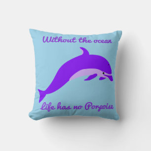 Almofada Travesseiro decorativo de golfinho Teal e Roxo