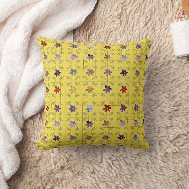 Almofada Travesseiro decorativo de Grade Flor (Cobertor)