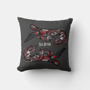 Almofada Travesseiro decorativo de Haida Art Sea Otter Wild