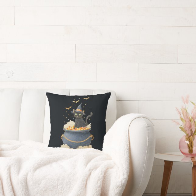 Almofada Travesseiro decorativo de Halloween. Padrão Preto  (Sofá)