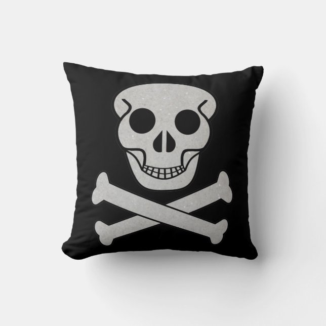 Almofada Travesseiro decorativo de Halloween Skull e Bones (Frente)