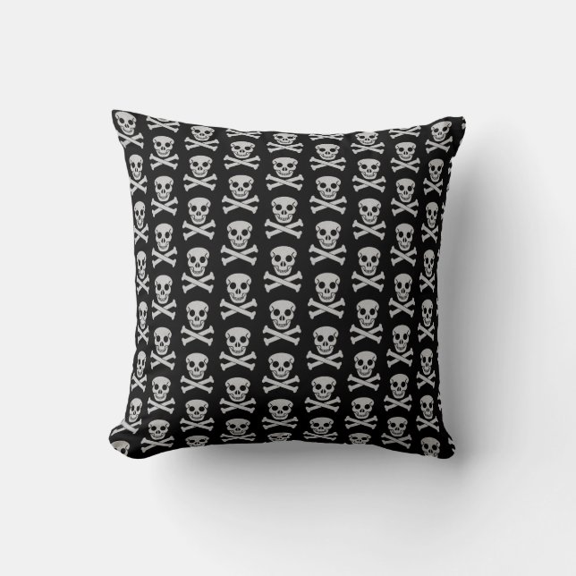 Almofada Travesseiro decorativo de Halloween Skull e Bones (Frente)