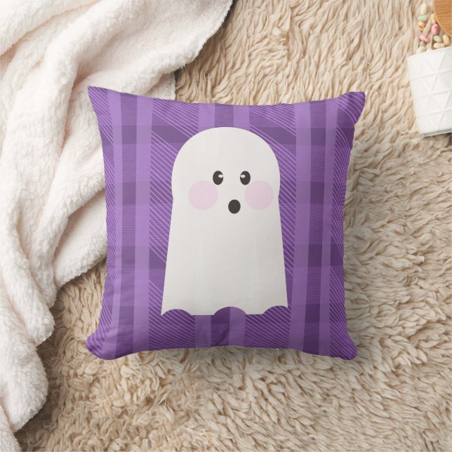 Almofada Travesseiro Decorativo de Halloween Xadrez Roxo Fa (Cobertor)