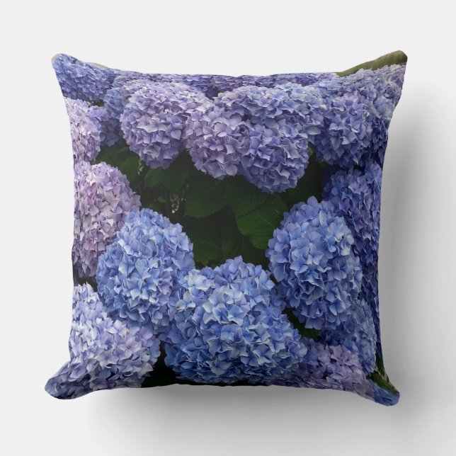 Almofada Travesseiro decorativo de Hydrangea azul púrpura (Frente)