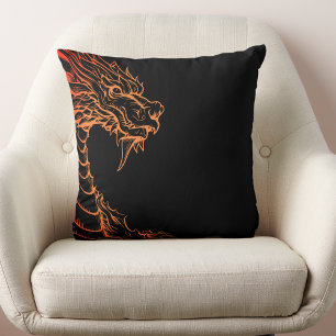 Almofada Travesseiro decorativo de Impressão de Dragão Negr