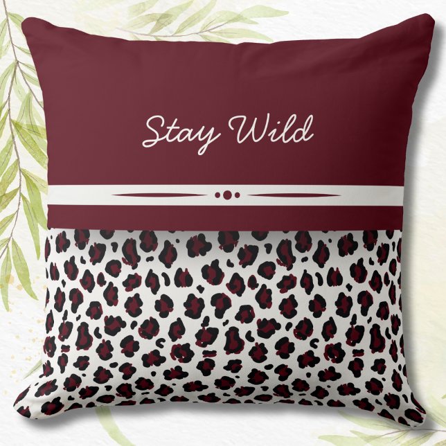 Almofada Travesseiro decorativo de impressão Leopard branco (Burgundy & White Leopard Print Decorative Pillow)