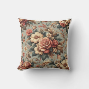 Almofada Travesseiro decorativo de jardim de rosa de vindim