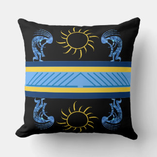 Almofada Travesseiro decorativo de Kokopelli Azul Sudoeste