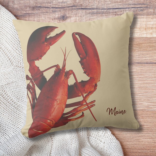 Almofada Travesseiro decorativo de lagosta de praia (Maine Lobster throw pllow can be personalized. Perfect gift or dress up your beach house!)