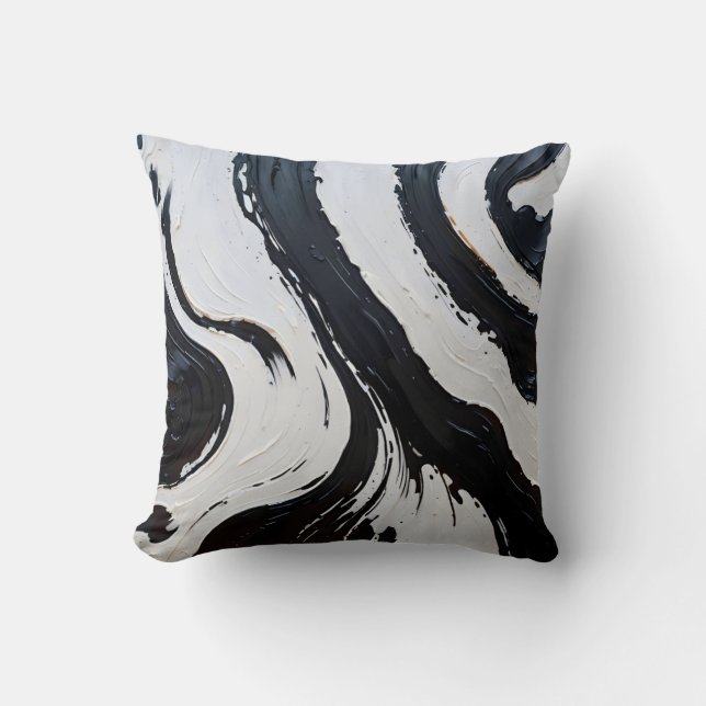 Almofada Travesseiro decorativo de Linhas e Curvas Monocrom (Frente)