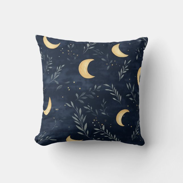 Almofada Travesseiro decorativo de Lua e Folhas Personaliza (Frente)