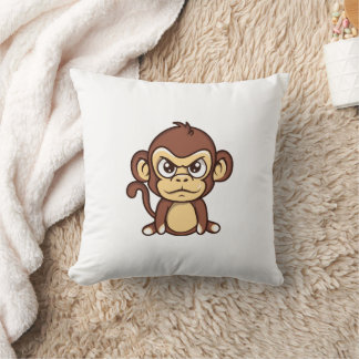 Almofada Travesseiro Decorativo de Macaco Bebê Zangado Fofo