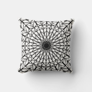 Almofada Travesseiro decorativo de Mandala Preto e Branco