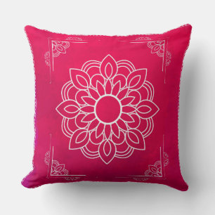 Almofada Travesseiro Decorativo de Mandala Vermelha