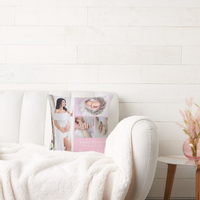 Almofada Travesseiro decorativo de manutenção de fotos rosa (Sofá)