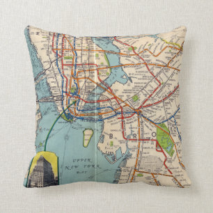 Almofada Travesseiro decorativo de Mapa do Metrô de Nova Y