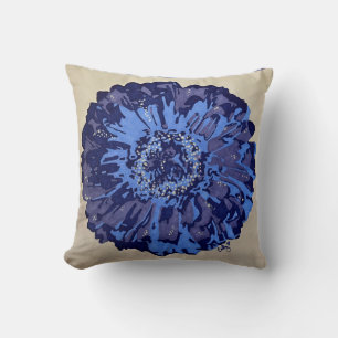 Almofada Travesseiro decorativo de margarida azul e roxa (P
