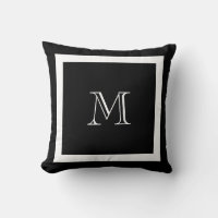Travesseiro decorativo de Monograma Clássico Preto