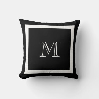 Almofada Travesseiro decorativo de Monograma Clássico Preto