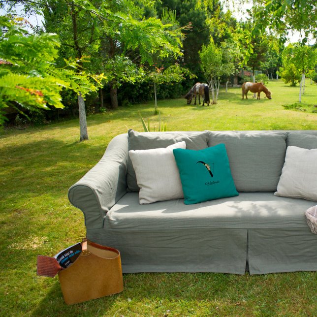 Almofada Travesseiro decorativo de monograma de turquesa hi (Criador carregado)