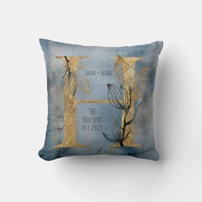 Almofada Travesseiro decorativo de Monograma Dourado com Ci (Frente)