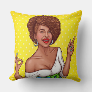 Almofada Travesseiro decorativo de Mulher Negra Afro Hair