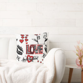 Almofada Travesseiro decorativo de Namorados branco vermelh